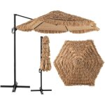 Goplus 2, 7m parasol paille en pe, parasol d�port� suspendu de style hawa�en tropical, avec double toits, ...
