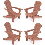 Goplus lot de 2 chaises adirondack, chaise d'ext�rieur pliable avec cadre en bois massif, dossier incurv� ...