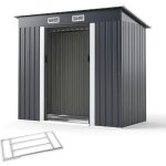 Goplus 2m� abri de jardin m�tal galvanis�, 213 x 112 x 186 cm, 3, 71m�, r�sistant aux intemp�rie, cabane ...