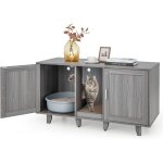 3 en 1 maison de toilette pour chat, meuble pour chat � 2 portes avec pieds amovibles et planche � griffer ...