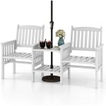 Goplus 3 pi�ces salon de jardin exterieur 2 personnes en bois de pin avec 2 fauteuils et 1 table, chaises ...