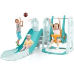 4 en 1 toboggan interieur exteirue enfant pliable, aire de jeux enfants avec glissire, balanoire rglable ...