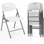 Goplus - lot de 4 chaises pliantes en plastique hdpe, cadre en m�tal, chaises d'appoint portables avec ...