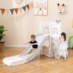 Goplus 6 en 1 toboggan interieur enfants avec panier de basketball, t�lescope, espaces de cachette et ...