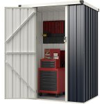Goplus abri de jardin en acier galvanis�, 117 x 89 x 162 cm, cabane de jardin exterieur avec porte verrouillab ...