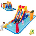 Aire de jeux gonflable enfants - 2 toboggans / mur d'escalade / canon à eau / pataugeoires - charge 90kg ... Aire de jeux gonflable enfants - 2 toboggans / mur d'escalade / canon à eau / pataugeoires - charge 90kg ...