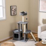 Goplus - arbre  chat 117cm, arbre a chat avec lit suprieur, boule suspendue, poteau & rampe  gratter, ...