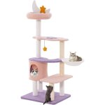Goplus - arbre  chat 140cm en polaire teddy, griffoirs en sisal, perchoir etoile de lune, condo, hamac, ...
