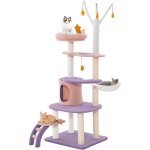 Goplus - arbre  chat 158cm en polaire teddy, griffoirs en sisal, perchoir etoile de lune, condo, hamac, ...