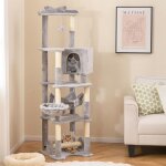 Goplus - arbre  chat 176cm multi - niveaux, poteaux  griffer en sisal, plateforme suprieure, cachette ...