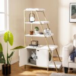 Goplus - arbre � chat biblioth�que avec meuble liti�re chat, 5 niveaux cadre m�tallique, 5 coussins lavables, ...