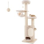 Goplus - arbre  chat en bois 187cm, poteaux  gratter en sisal, griffoir  2 etages, 2 hamacs, 2 perchoirs, ...