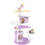 Goplus - arbre  chat cadre en tube fer 158cm, perchoir en forme de lune, jouets suspendus en forme d'toile, ...