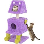 Goplus - arbre  chat en forme de monstre violet, arbre a chat maine coon  3 niveaux, 2 condos pour ...