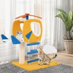 Goplus - arbre � chat avec perchoir en forme d'h�licopt�re, plateforme, griffoir en sisal, arbre chat ...