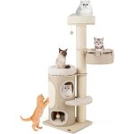 Goplus - arbre  chat xxl de 154cm, arbre a chat multi - niveaux avec grand poteau  griffer en sisal, ...