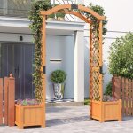 Goplus - arche de jardin avec 2 jardini�res sur�lev�es 200cm, jardini�res avec treillis arqu� pour plantes ...