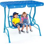 Goplus balancelle de jardin ext�rieure pour enfant, balancelle enfant 2 places avec auvent r�glable et ...