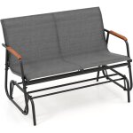 Goplus - banc exterieur jardin � bascule, 115 x 74 x 84 cm, banquette terrasse avec assise en tissu respirant, ...