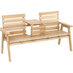 Goplus banc de jardin pour 2 - 3 personnes, banc en bois � lattes pour terrasse avec accoudoirs & dossier, ...