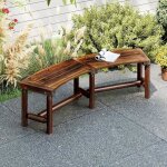 Goplus banc jardin ext�rieur, banc courb� angle en bois pour 2 - 3 personnes avec si�ge � lattes, capacit� ...