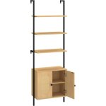 Goplus - bibliotheque avec 4 niveaux d'�tag�res ouvertes en bois, etagere murale de rangement suspendue ...