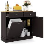 Goplus buffet cuisine avec 2 tiroirs coulissants, 97x33x90cm, meuble de cuisine, �tag�re r�glable, plateau ...