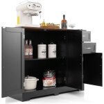 Buffet de cuisine, armoire de rangement avec 2 placards � portes, 2 tiroirs, �tag�re r�glable, noir - ...