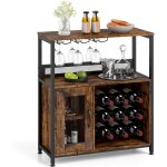 Goplus buffet cuisine avec casier pour 9 bouteilles, 75 x 34 x 90 cm, meuble bar � vin 3 porte - verres ...