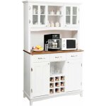 Goplus buffet haut, buffet avec huche, placard de cuisine, 9 compartiments  vin, 3 tiroirs utilitaires, ...