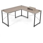 Goplus - bureau informatique avec 2 formes au choix et patins rglables, table d'angle de style industriel ...