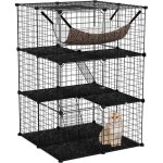 Cage pour chat chien, 3 / 4 niveaux avec hamac, chelle, fentre de ciel, grand enclos pour chats en ...