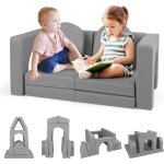 Goplus - canap enfant 2 places, 8pcs fauteuil enfant convertible en mousse, jeu en blocs motricit avec ...