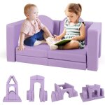 Goplus - canap enfant 2 places, 8pcs fauteuil enfant convertible en mousse, jeu en blocs motricit avec ...