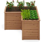 Goplus - carré potager en bois, jardinière en forme de l avec base ouverte pour légumes, fruits, fleurs, ... Goplus - carré potager en bois, jardinière en forme de l avec base ouverte pour légumes, fruits, fleurs, ...