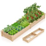 Goplus carr� potager en bois de pin 0, 26m�, carr� potager sur�lev� avec 2 bacs � plantation et cloisons, ...