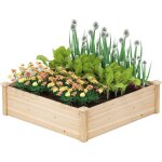 Goplus - carre potager en bois de sapin, 102 x 102 x 30 cm, jardinieres exterieur avec fond ouvert, pour ...