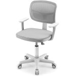 Goplus - chaise bureau enfant, chaise d'tude avec dossier ergonomique et sige pivotant  360, hauteur ...