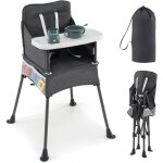 Goplus chaise haute b�b� evolutive, chaise haute bebe pliante avec plateau � 2 positions, harnais � 5 ...