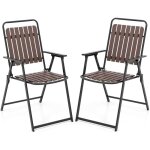 Goplus - chaises de jardin 2 pcs avec cadre en m�tal, 65 x 54 x 91, 5 cm, dossier et assise en lattes ...