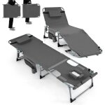 Goplus - chaise longue pliante 5 positions dossier - bain de soleil inclinable avec trou visage et oreiller ...