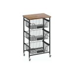 Goplus chariot  roulette de cuisine, desserte  roulettes avec paniers en maille coulissants, 4 roulettes ...