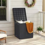 Goplus coffre de jardin exterieur etanche 145 l avec couvercle verrouillable, design rotin, poign�es ...