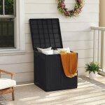 Goplus coffre de jardin exterieur etanche 145 l avec couvercle verrouillable, design rotin, poign�es ...