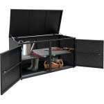 Goplus coffre de jardin exterieur en rotin pe avec 2 �tag�res, bo�te de rangement exterieur avec couvercle ...