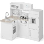 Cuisine enfant en bois, avec rfrigrateur spar, distributeur d'eau, vier, four  micro - ondes, hotte ...