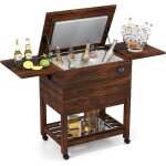 Goplus desserte glaci�re bar roulante, chariot jardin exterieur roulettes avec 2 plan �tendu grande capacit� ...