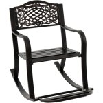 Goplus fauteuil � bascule ext�rieur, chaise jardin en fonte d'aluminium?rocking chair avec dossier vintage, ...