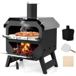 Goplus four � pizza bois avec pierre � pizza 30, 5 cm, pelle, housse en oxford, cuisson 60 - 90 s, chauffe ...