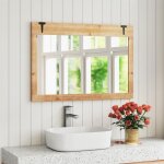 Goplus - grand miroir mural 97 x 67 cm, cadre en bois de sapin rustique, suspension verticale / horizontale, ... Goplus - grand miroir mural 97 x 67 cm, cadre en bois de sapin rustique, suspension verticale / horizontale, ...